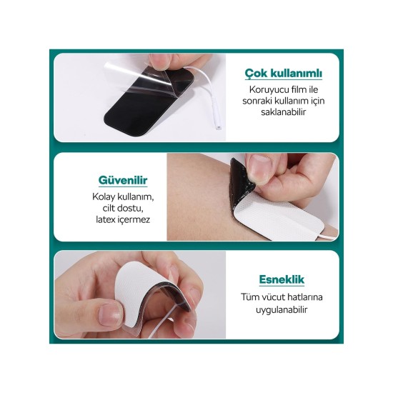 Tens Elektrodu Düz Giriş Kablolu 5x9cm Dikdörtgen