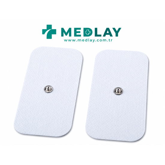 Tens Elektrodu Çıt-Çıt (Snap) Giriş Kablolu 5x9cm Dikdörtgen