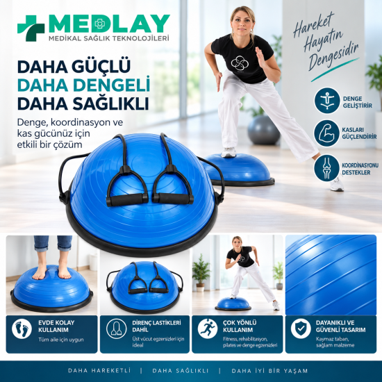 Bosu Ball 58 Cm Çap Denge Egzersiz Aleti - Bosu Topu 58 Cm Bosu Ball 58 Cm Çap Denge Egzersiz Aleti - Bosu Topu 58 Cm