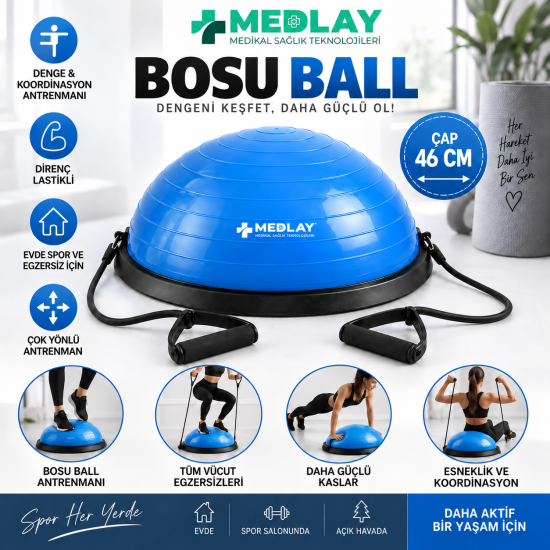 Bosu Ball 46 Cm Çap Small Denge Egzersiz Bosu Ball 46 Cm Çap Small Denge Egzersiz